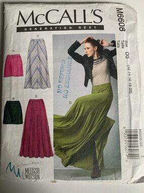 McCall’s Melissa Watson M6608 Sewing Pattern Misses Skirts Size 12-20
